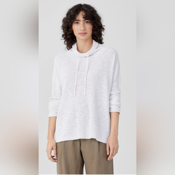 Jones New York Signature White Cowl Neck Hi Low Tunic Sweater Size Large - Picture 14 of 14